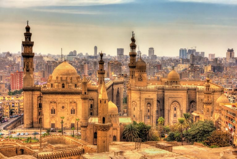 View of the Mosques of Sultan Hassan and Al-Rifai in Cairo - Egypt